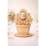 CARON CHOCOLATE 10 Adet Kişiye Özel Ahşap Çiçek Figürlü Sürpriz Yumurta Hediyeliği Öğrenci Hediye / Sürpriz /