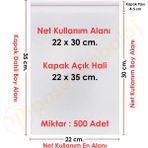 Carpcorn 22X30+5 cm(22X35) 500 Adet Şeffaf Bantlı Yapışkanlı Jelatin Poşet