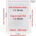 Carpcorn 7X10+5 CM. (7X15) 500 Adet Şeffaf Bantlı Yapışkanlı Opp Poşet