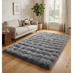 Carpet Dekor Bubble Yumuşak Suni Tavşan Tüyü Halı Antrasit