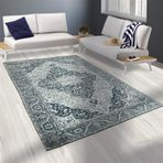 Carpettex 80x50 cm Modern Şönil Dokuma Taban Klasik Desenli Gri Beyaz Halı