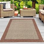 Carpettex Dokuma Taban Bordür Desenli Kahve Krem 75x150 cm Jüt Hasır Halı