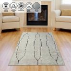 Carpettex İskandinav Çizgi Desenli Krem Renkli Kaymaz Taban Makinada Yıkanabilir 80x50 cm Modern Halı