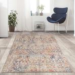 Carpettex İskandinav eskitme kilim desenli Bej Krem Halı Kaymaz Taban Makinada Yıkanabilir 80x50 cm