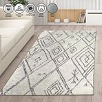 Carpettex İskandinav Geometrik Desenli Krem Renkli Kaymaz Taban Makinada Yıkanabilir 100x150 cm Modern Halı