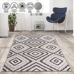 Carpettex İskandinav Tarzı Geometrik Karo Desenli Gri Tonlarda Kaymaz Taban Makinada Yıkanabilir 100x150 cm Halı