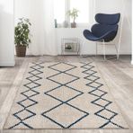 Carpettex İskandinav Tarzı Sonsuz Karo Desenli Krem Kaymaz Taban Makinada Yıkanabilir 80x120 cm Halı