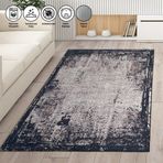 Carpettex Kaymaz Taban Makinada Yıkanabilir 60x100 cm Modern Abstrak Klasik Eskitme Desenli Siyah Gri Halı