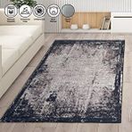 Carpettex Kaymaz Taban Makinada Yıkanabilir 80x150 cm Modern Abstrak Klasik Eskitme Desenli Siyah Gri Halı