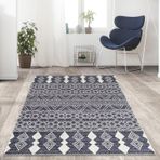 Carpettex Kaymaz Taban Makinada Yıkanabilir 80x50 cm Marokan Tarzı Otantik Kilim Desenli Koyu Gri Halı