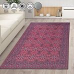 Carpettex Kaymaz Taban Makinada Yıkanabilir 80x50 cm Modern Klasik Afgan Desenli Kırmızı Siyah Halı