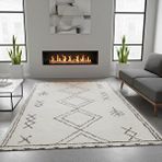 Carpettex Krem Kahve İskandinav Boho Tarzı Halı Dijital Baskılı Kaymaz Tabanlı Yıkanabilir Leke Tutmaz Antibakteriyel