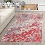 Carpettex Modern Abstrak Çizgi Karma Desenli Kırmızı Kaymaz Taban Makinada Yıkanabilir 100x150 cm Halı