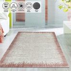 Carpettex Modern Abstrak Yağmur Bordür Desenli Rose Beyaz Kaymaz Yıkanabilir 120x160 cm Halı