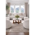 Carpinus Modern Orta Sehpa,Traverten Yuvarlak Tabla, 70 cm Ahşap Ayaklı Salon Sehpası