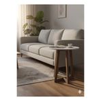 Carpinus Salon & Oturma Odası İçin 40 cm Beyaz MDF Tabla Gürgen Ayaklı Yan Sehpa
