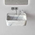 Carrara Beyaz Cilalı Duvara Montaj Mermer Lavabo Ntrvs212