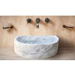 Carrara Beyaz Cilalı Mermer Duvara Montaj Lavabo Tms10