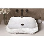 Carrara Mermer İçi Cilalı Rustik El Yapımı Patlatma Lavabo Ntrstc15 Beyaz