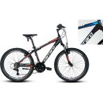 Carraro Speed 240 24" 21-V Vb Çocuk Dağ Bisikleti - Mat Siyah-Mavi-Koyu Mavi - 36 cm - Mat Siyah - Mavi - Koyu Mavi