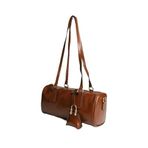 Carrie Model Vintage Charmlı Baget Kadın Çanta (Kırışık Taba Rugan)