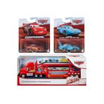CARS Mack Transporter Tır Araç Taşıyıcı, 2 Adet 1:55 Ölçek Metal Karakter Araba, Unisex Oyuncak