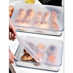 ÇARŞI HANEM 2 Adet Silikon Dikdörtgen Borcam Tepsi Kapağı 40 x 27 cm Şeffaf Hava Geçirmez Koruma