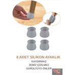 Çarşı Hanem 8 Adet Gri Beyaz Silikon Kaydırmaz Masa Sandalye Ayak Sandalye Çorabı Gürültü ve Çizilme Önleyici