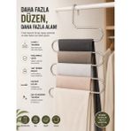 ÇARŞI HANEM Çarşı Hanem 1 Adet Metal 5 Katlı Dolap Içi Pantolon Eşarp Şal Askısı Çoklu Askılık Dekoratif Akıllı Askı - Gümüş