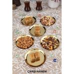 ÇARŞI HANEM Yuvarlak 6 Parça Gold Paslanmaz Çelik Yuvarlak Çerezlik Sunum Seti Çay Bardağı Kahve Yanı 12 CM