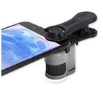 Carson MicroMini 20x LED Işıklı Cep Mikroskopu, Entegre LED ve UV El Feneri ve Evrensel Akıllı Telefon Digiscoping Adaptör Klipsi (MM-380)