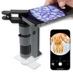 Carson MP-250 MicroFlip 100-250x LED Işıklı Cep Mikroskobu Akıllı Telefon Digiscoping Adaptör Klipsli, Gri