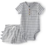 Carter's Erkek Bebek Body Şort Set 3 Ay-24 Ay Gri - 12 Ay