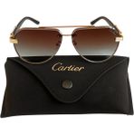 Cartier Erkek Güneş Gözlüğü Ekartman 55 - Gümüş - Altın