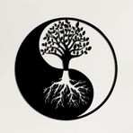Cartvilla Metal Duvar Sanatı, Hayat Ağacı Duvar Sanatı, Metal Yin Yang Dekoru, Metal Duvar Dekoru, İç Dekorasyon, Duvar Askıları (18" G x 18" Y / 45x45 cm)