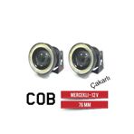 Carub 12V Sis Lambası Mercekli Beyaz Yuvarlak LED Angel Tüp 76 mm (2 Ad)
