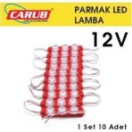 Carub Lamba12v Camli Soft Parmak Led 1Set 10 Adet Kirmizi
