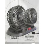 Carub Torpido Üstü Çiftli Oto Vantilatör - 12V/24V Uyumlu USB ve Çakmak Soketli 360 Derece Dönebilen Araç Içi Fan