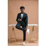 Carutte Slimfit Sivri Yaka Torba Cep Düz Kumaş Pileli Pantolon Takım Elbise YEŞİL 58-6 Drop