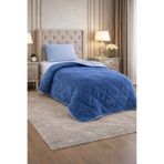 CARYUM "YASTIK KILIFI HEDİYELİ" TEK KİŞİLİK ÇİFT TARAFLI 155x215 LÜX WELSOFT YORGAN MAVİ