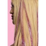 Caş Dekorasyon Açık Pembe Renk Simli Yan Postiş Hair Tinsel Shiny Hair-50 Cm- (2 Adet)