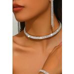 Caş Dekorasyon Altın Renk 2 Sıra Taş Detaylı Choker Kolye