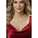 Caş Dekorasyon Altın Renk Kalpli Taşlı Choker Kolye