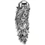 Caş Dekorasyon Geçici Baykuş Ve Kuru Kafa Figürlü Dövme Tattoo