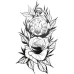Caş Dekorasyon Gül ve Saat Figürlü Geçici Mini Dövme Tattoo - Desenli