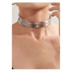 Caş Dekorasyon Gümüş Renk Metal Choker Kolye