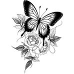 Caş Dekorasyon Kelebek ve Gül Figürlü Geçici Dövme Tattoo - Desenli