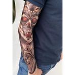 Caş Dekorasyon Kurukafa ve Baykuş Modelli Kol Dövme Tattoo - Desenli