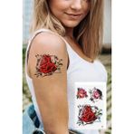 Caş Dekorasyon Üçgen Gül Geçici Dövme Tattoo - Desenli