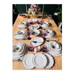 Casa De Bella Gümüş Şeritli 6 Kişilik 29 Parça Bone China Yemek Takımı